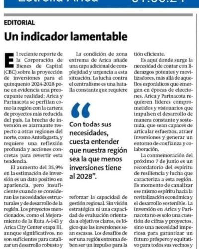 crslex's tweet photo. Con malas noticias comenzamos el mes de Arica 🇨🇱
No tan solo la inseguridad se ha tomado la cudad.
Las zonas extremas deben ser una prioridad de Estado. https://t.co/CoC8IKpBEg