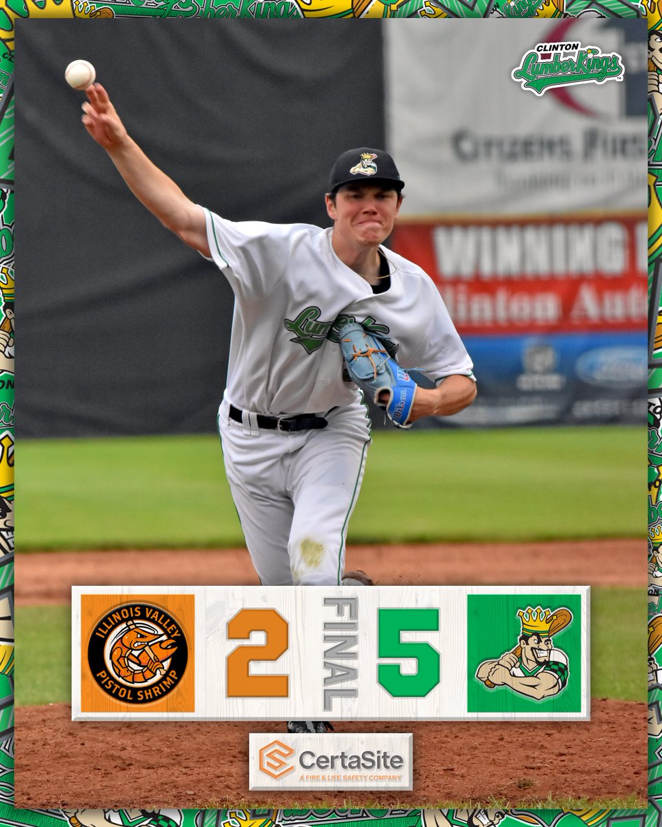 LumberKings win! Jimmy Burke was phenomenal on the mound! We remain the only undefeated team in the Prospect League! 

#CrownedInClinton