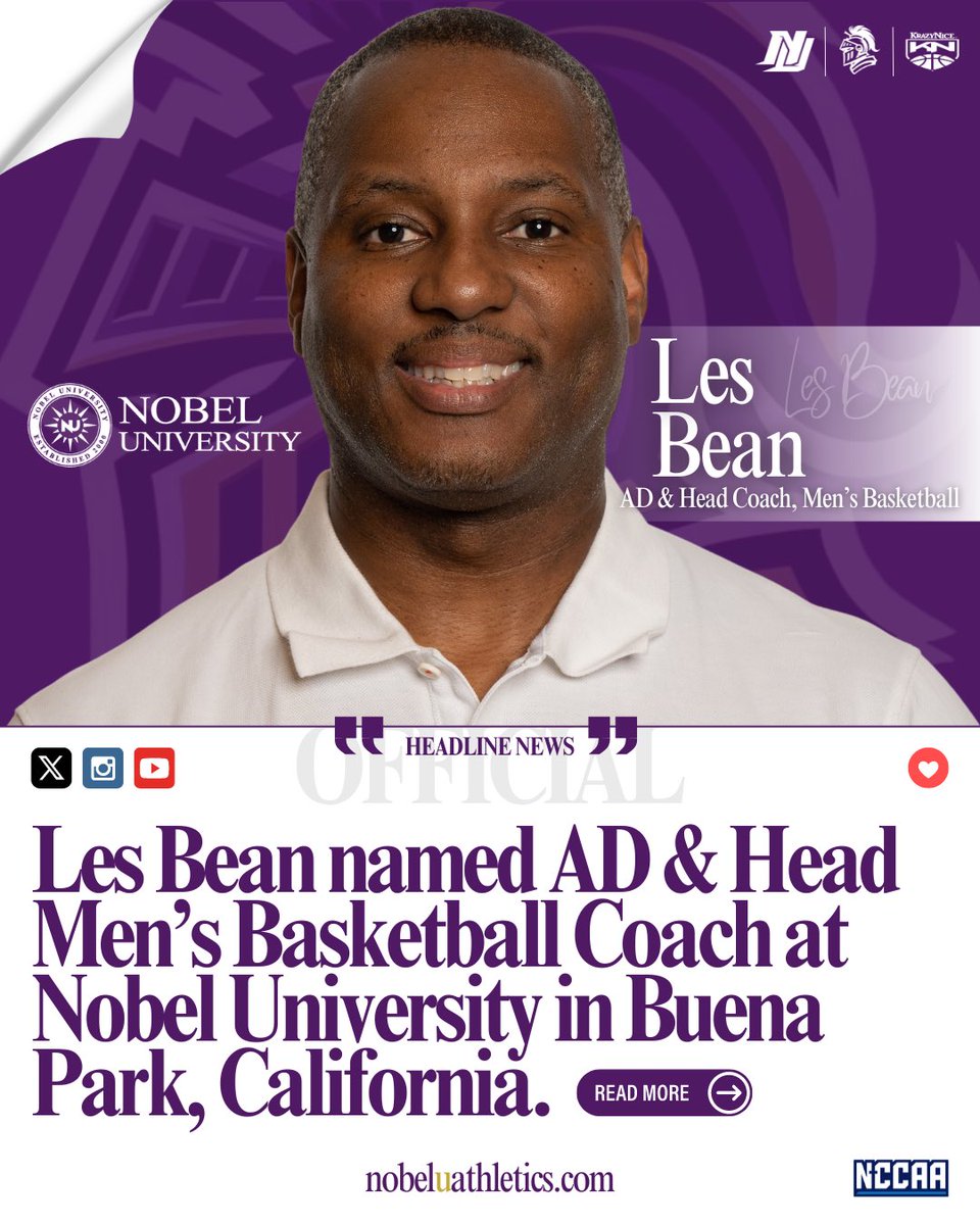 🎙️𝑶𝑭𝑭𝑰𝑪𝑰𝑨𝑳: Les Bean named Director of Athletics and Head Men's Basketball Coach.

🗞️ Read Full Article Now on @hoopdirt

#SwordsUp⚔️