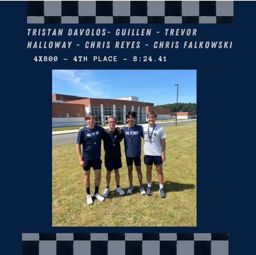 squanxcandtrack's tweet photo. Stephen Sharpe ('25) - 6th HJ 
4x800m - 4th 
Tristan Davolos-Guillen ('25)
Trevor Holloway ('26) 
Chris Reyes ('25)
Chris Falkowski ('26) 
#Squack https://t.co/RZw5xbzsen
