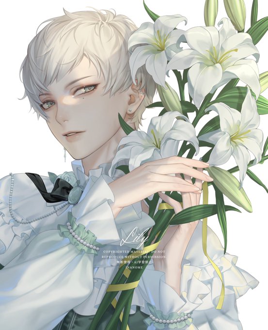 「ribbon white flower」 illustration images(Latest)