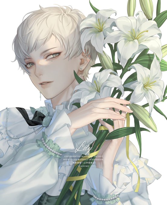 「white flower white hair」 illustration images(Latest)