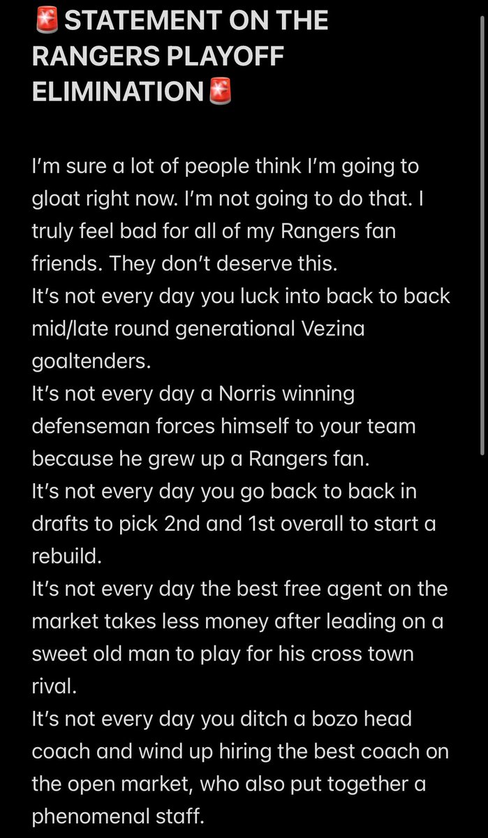 EthanGSN's tweet photo. 🚨STATEMENT🚨 - I feel terrible for my rangers fans friends. No further comments at this time. https://t.co/ccl5NYQ9rM