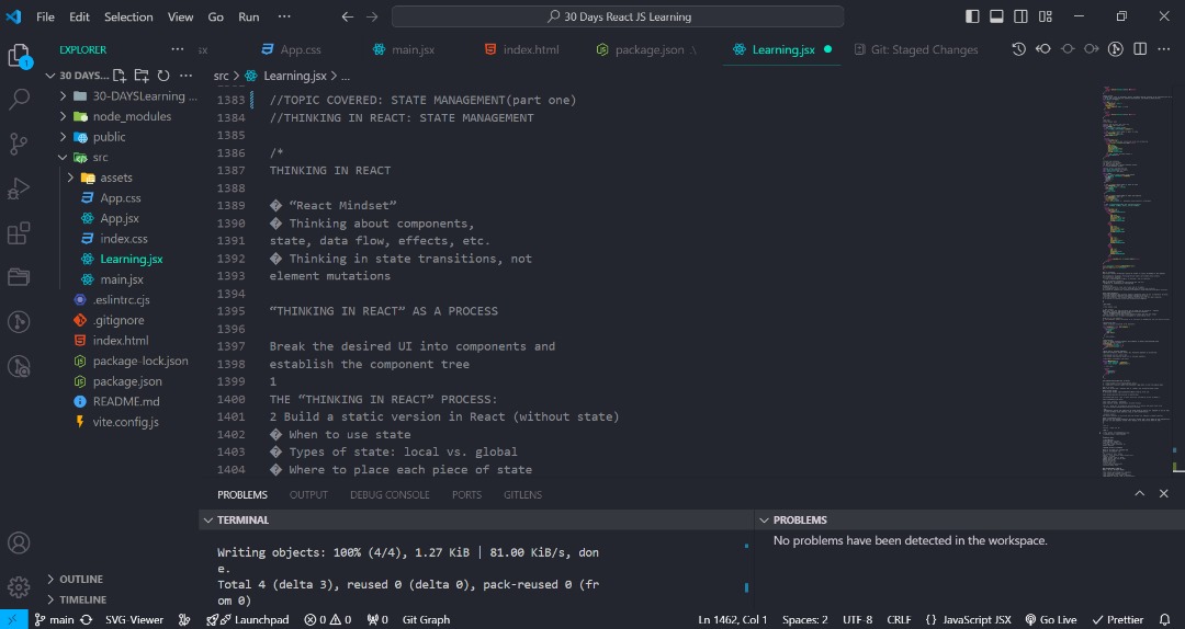 PromiseNwankw14's tweet image. Day 12 of 60
#60Dayscodingchallenge
#ReactJs
Topic covered: State Management (Part one)
Concepts covered:
✔️Thinking in React
✔️React Process
✔️Types of state
✔️Sharing State with sibling component (State Lifting)
✔️Child-to-parent communication (inverse data flow)
🧵