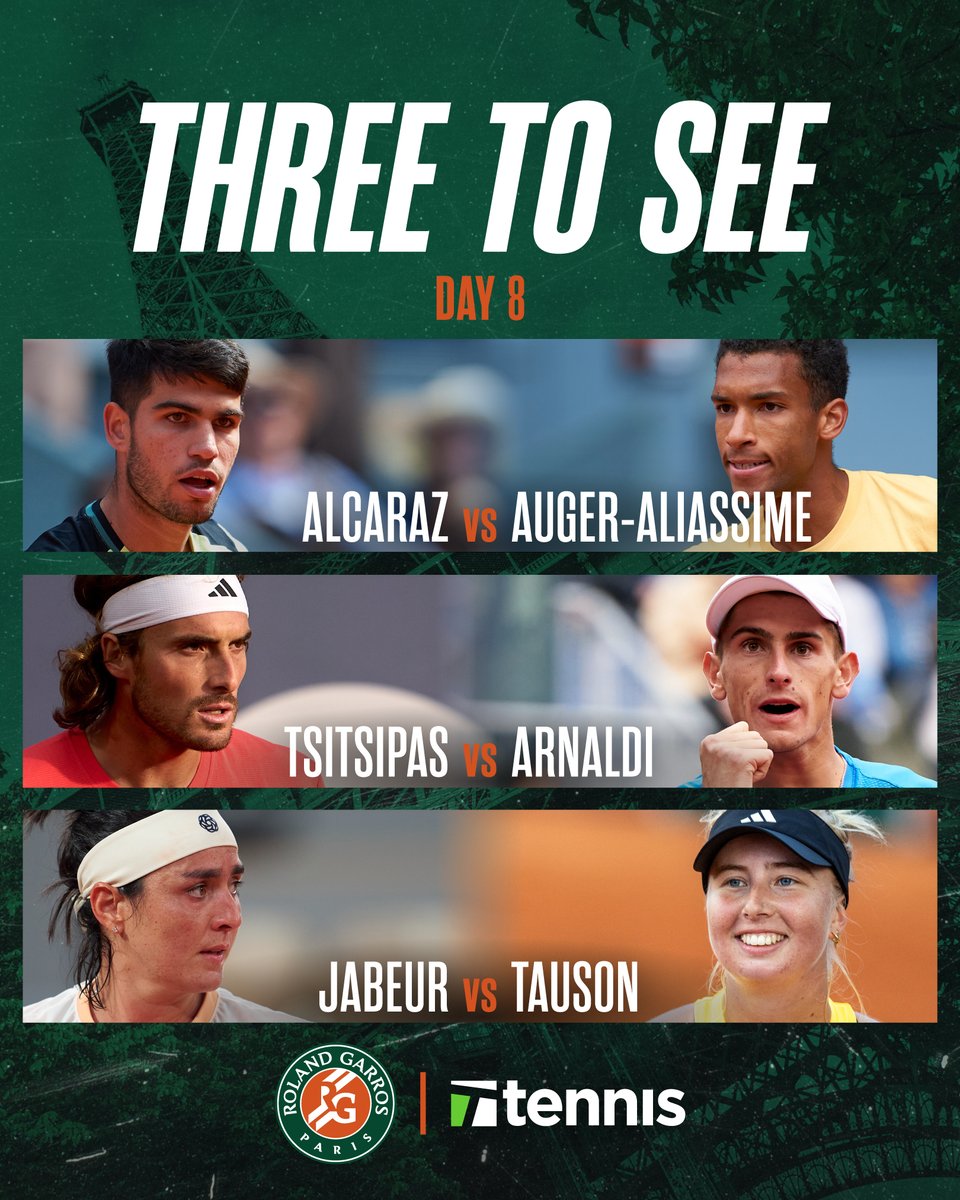 Another exciting day is on the horizon 🛣️ The full breakdown of our Three to See 👉 bit.ly/4e2MF4e #RolandGarros