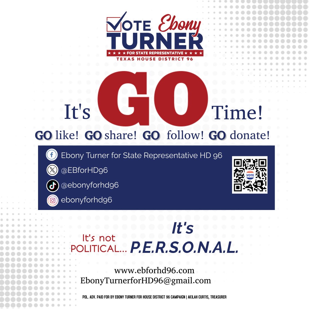 EBforHD96's tweet photo. The data and stats are in and I am running for one of the 10 most flippable seats in the TX House! It is absolutely GO Time!! I am going to need ALL of your help and support to defeat my very MAGA opponent!! Please like, share, post, host, walk, phone, text, &DONATE! #EBforHD96 https://t.co/eEunJEnIdw