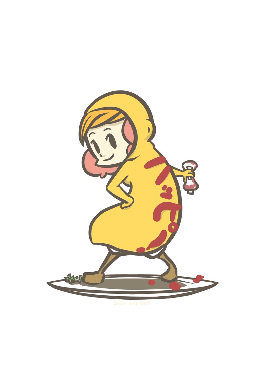 「6/2いいたいことは背中で語るぜっ#オムレツの日 #イラスト 」|タロウ@一日一絵のイラスト