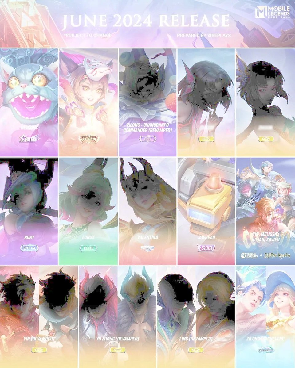 VoltaLeonin's tweet photo. June skins &amp; Heroes revamp sneak Peek!! Valentina, Zilong, we can see youu https://t.co/0O0sCuBuRK