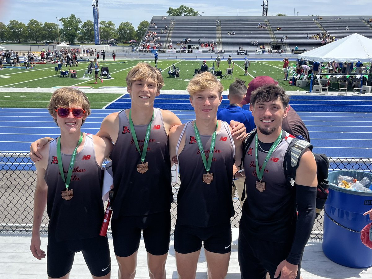 AlderAthletics's tweet photo. Boys Track &amp; Field @AlderTrack_XC finished their season today in the State Championship Meet posting 3 events on the State Podium with the 4x800m Team 4th, 4x400m Team 6th, and Goode in the 400m 4th.  What a day of excitement for Alder Track &amp; Field!  Congrats!  @AlderHS https://t.co/ZRnZUEP1ng