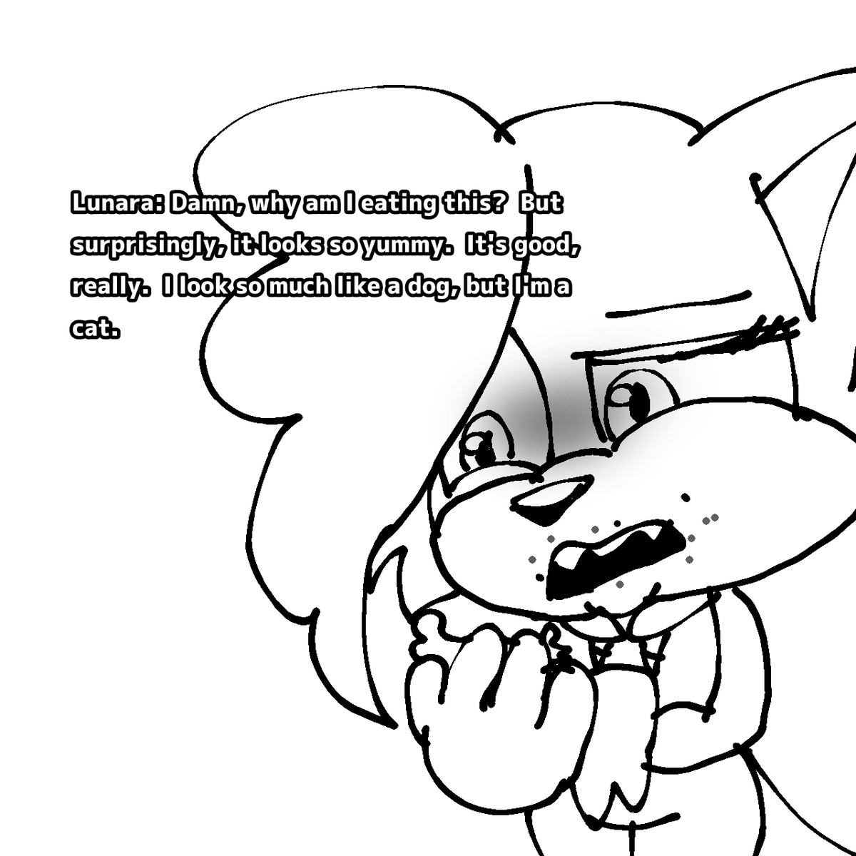 DonResponds2018's tweet photo. Feline confusion on the rise! 😺 When you're a cat eating dog treats, things get a little... peculiar. 🐾 #LunaraTheCat #FelinaConfusion #SonicComic https://t.co/YHlo4xE36R