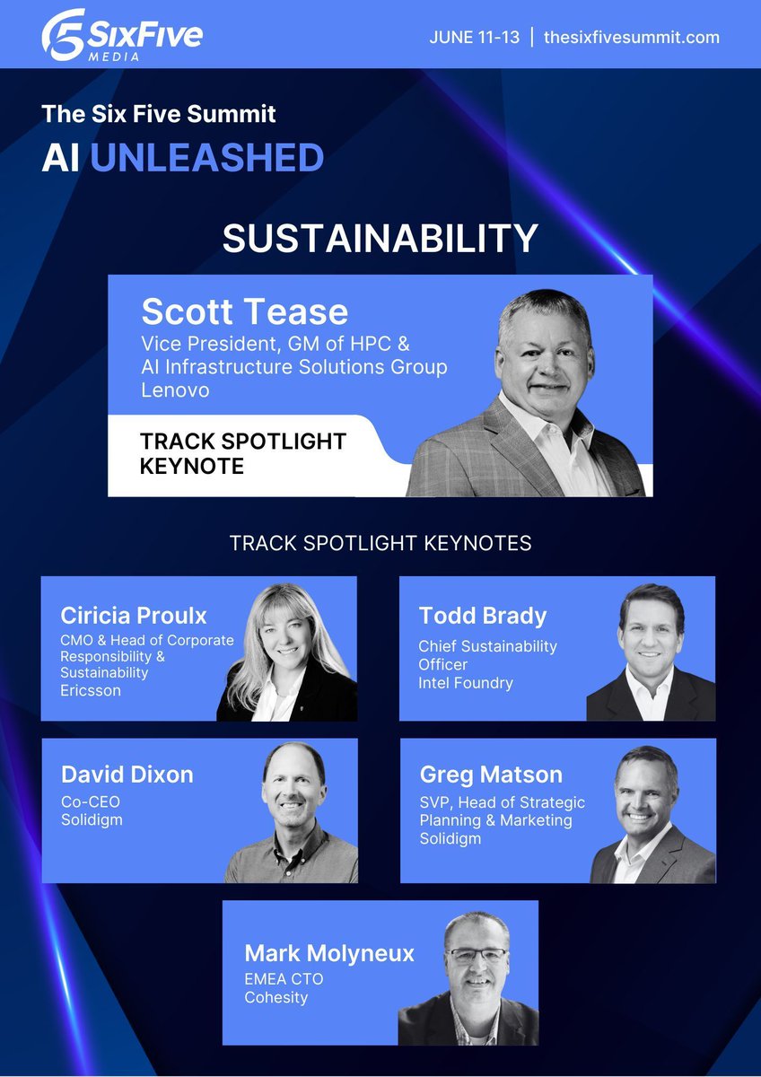 ♻️ From energy-efficient data centers to telecom innovations, the Sustainability track at #SixFiveSummit24 covers it all! Join experts from <a href="/Lenovo/">Lenovo</a>, <a href="/Ericsson/">Ericsson</a>, <a href="/Cohesity/">Cohesity</a>, <a href="/intel/">Intel</a>, and others to discover actionable strategies for a greener future. 
 buff.ly/3VnWYIL