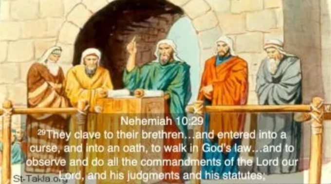 pride_cath68034's tweet photo. We the people of Israel, the priests...all others who in obedience to God's Law have separated themselves from the foreigners living in our land, we ..hereby join with our leaders in an oath, under penalty of a curse if we break it, that we will live according to God's Law https://t.co/PpYEmpzGng