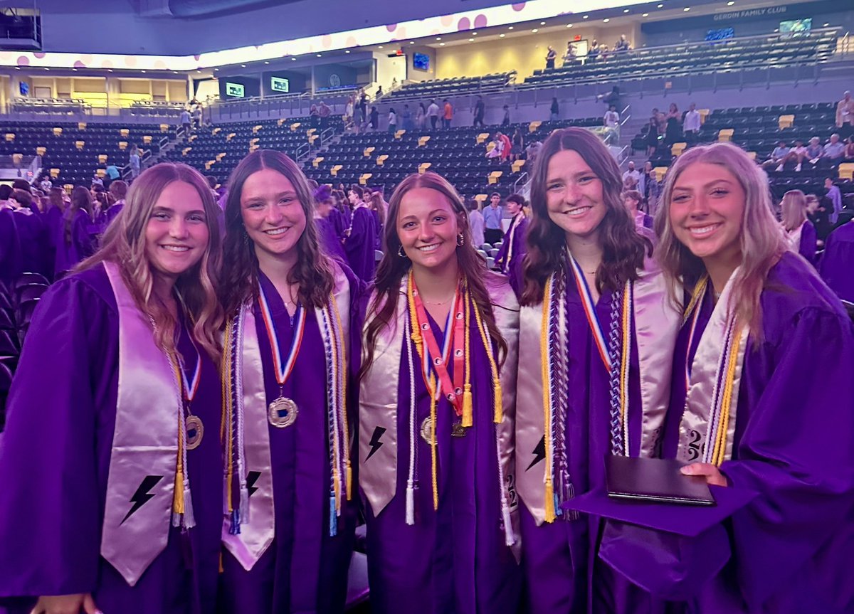 Congratulations to the Class of 2024 on their graduation tonight - especially these 5! We were spoiled by their kind, confident, and goofy demeanors each day, and are so proud of their accomplishments on and off the court. Can’t wait to see what these bright futures hold! ⚡️🏐