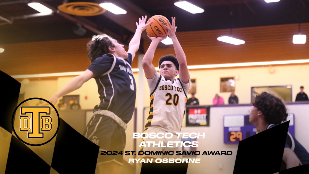 VinceNolascoAD's tweet photo. Bosco Tech Athletics 

Congratulations to Senior Ryan Osborne for being the 2024 St. Dominic Savio Award Recipient! What a tremendous accomplishment! 

 Don Bosco Technical Institute offers a comprehensive athletic program designed to instill in its participants values beyond those of athletic skills. This award is named after the saint who was among the first students of Don Bosco's oratory. This athlete is recognized not only for dedicated participation in a particular sport, but for his dedication to God, family, school, and fellow teammates.

 #BoscoTechAthletics | #GoTigers

@BoscoTechSports @coach_Romo @BBoscotech @WeAreBoscoTech