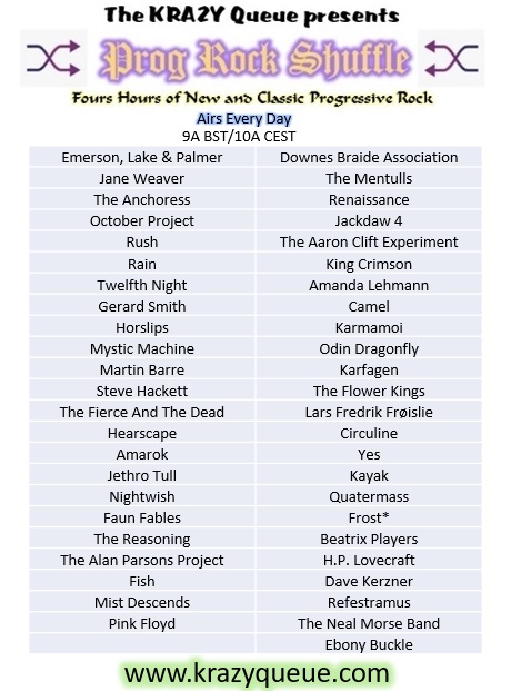The 2-June Prog Rock Shuffle is in the Queue...
Playlist: krazyqueue.com/PRS.html
Player: player.live365.com/a35765?l
Other player: streema.com/radios/play/KR…?
#progrock #Progressiverock #classicrock