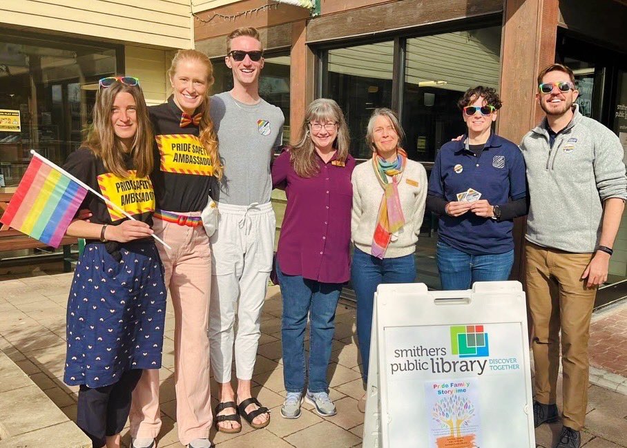 OutOnPatrol's tweet photo. We kicked off #PrideMonth with a full day of activities in the North, for our visit to #SmithersPride!
We stopped by @smitherslibrary this morning with some music and treats to welcome families coming to Pride Family Storytime!
We then had an incredible day at Smithers Pride, rain and shine! We were proudly set up alongside EHS, Fire, First Aid, and Indigenous Police, giving out swag and talking about the work of #OutOnPatrol.
It was amazing seeing all members of the community out to support this event. Everyone was full of love and smiles.
A huge thanks to @smitherspride and Jocelyn for getting us involved! πππ
We are looking forward to all of the other events we have lined up for Pride Month!