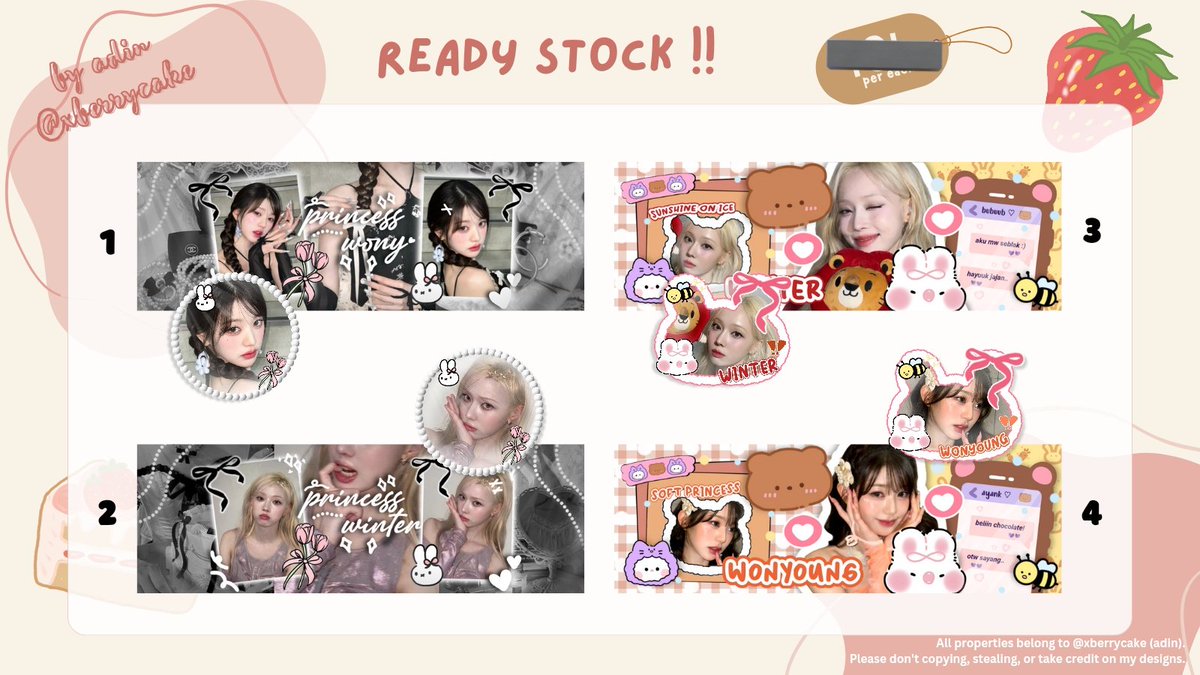 xberrycake's tweet image. help repost, thanks🌷

hii, pii weekend kakaa²
aku datang membawa layout cantik ready stock niihh 🥺🤍
flash sale jadi nya 7k/each, yuk jajaan🫶
#zonauang #zonaba