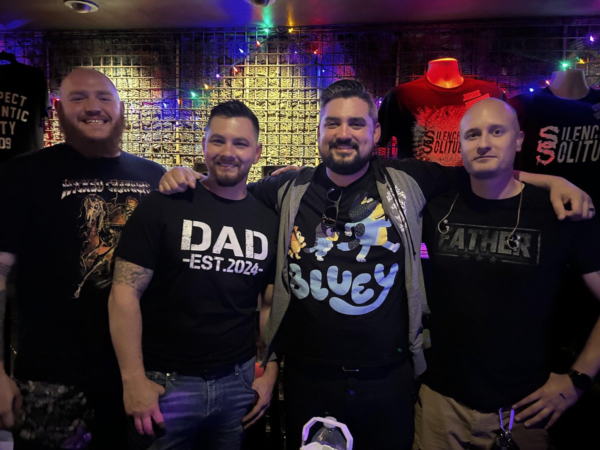 The rest of the band embracing their fatherhood and I'm out here rocking a @WickedCraniums shirt...

@TheOfficialSinS' first show in almost 7 years last night and it felt damn good to play again.