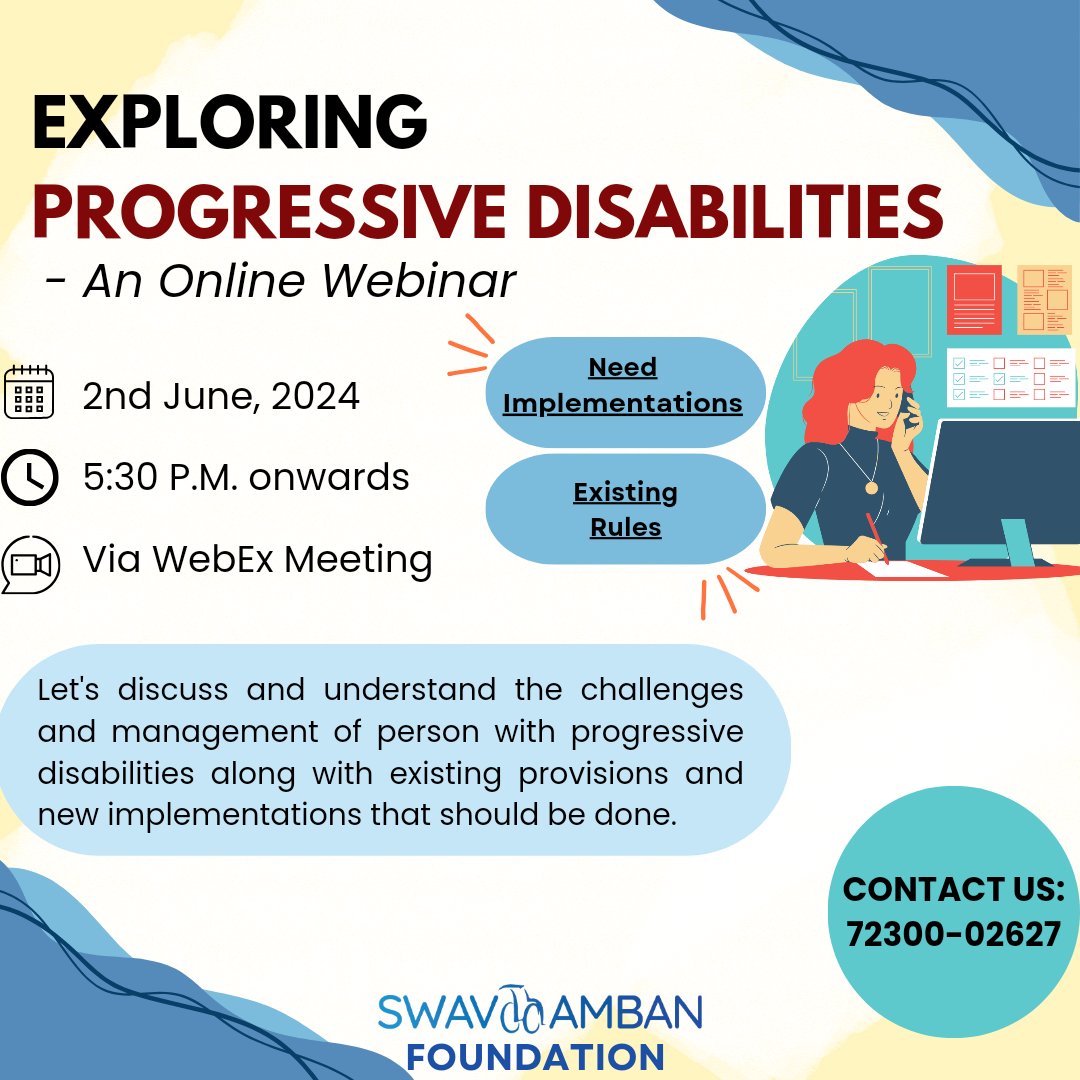 SwavlambanF's tweet photo. Let's discuss and understand the challenges and management of person with progressive disabilities along with existing provisions and new implementations that should be done.✨
#progressive #progressivedisability #raredisease #disability https://t.co/Z9Iie105fQ
