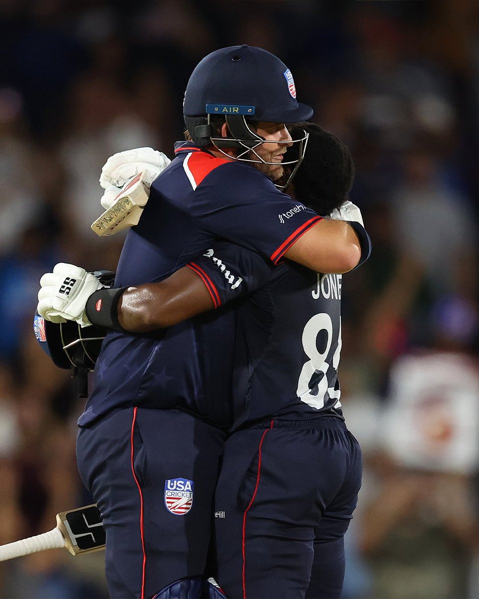 ICC's tweet photo. A historic win for USA in the #T20WorldCup 2024 opener 🇺🇸😍

How it happened ➡️ https://t.co/MDKcwvzOPn https://t.co/ReiAnZTy7B