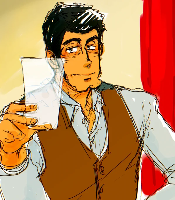 #二次創作 #FanArt 酔って目尻の下がった警部