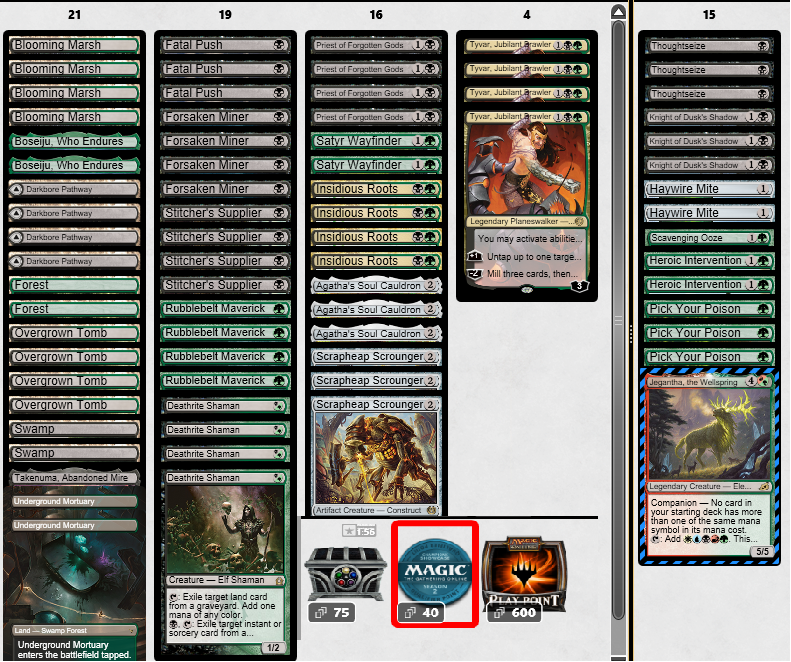 mosca_peter's tweet photo. Made it to the finals of the pioneer Challenge with Roots! Decklist from @_fury_warrior  @fireshoes 
Rd1: Heroic WLW
Rd2: UW Control LL
Rd3: BW Humans LWW
Rd4: UB Proft LWW
Rd5: UW Control WW
Rd6: NIV WLW
Rd7: Scooped in
top8: Phoenix WW
top4: MonoW Humans LWW
Finals: MonoG LWL https://t.co/dHEC0yFFGa