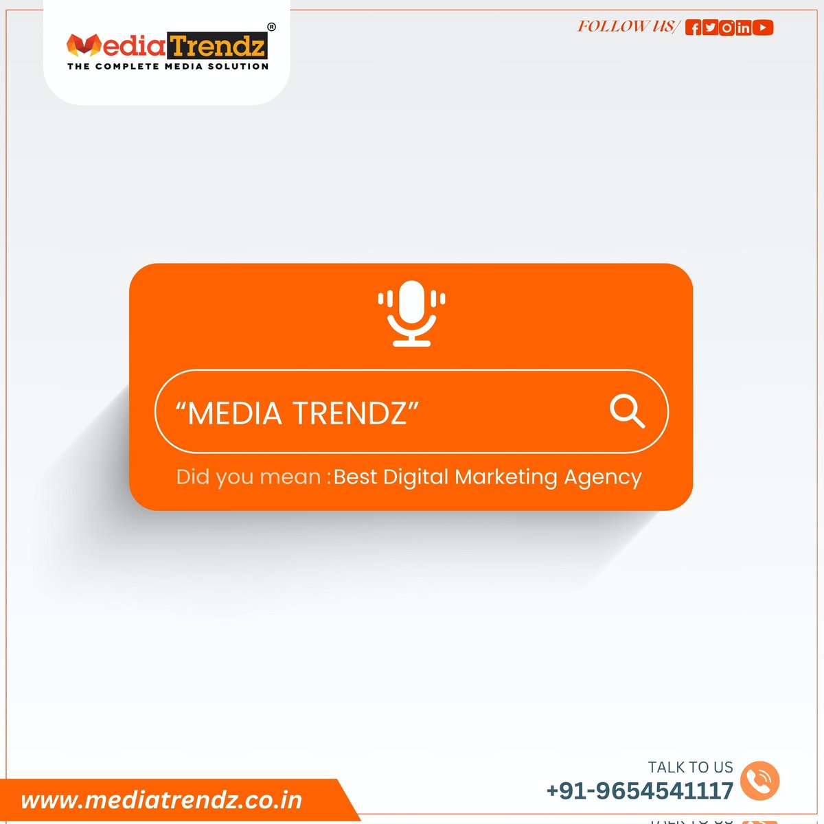 MediaTrendzIN's tweet photo. When you search for the best digital marketing agency, there's only one name that stands out #MediaTrendz 🔍
.
Discover why we're the top choice for innovative strategies and creative solutions
.
#DigitalMarketing #TopAgency #CreativeSolutions https://t.co/xVKHKkRaDV