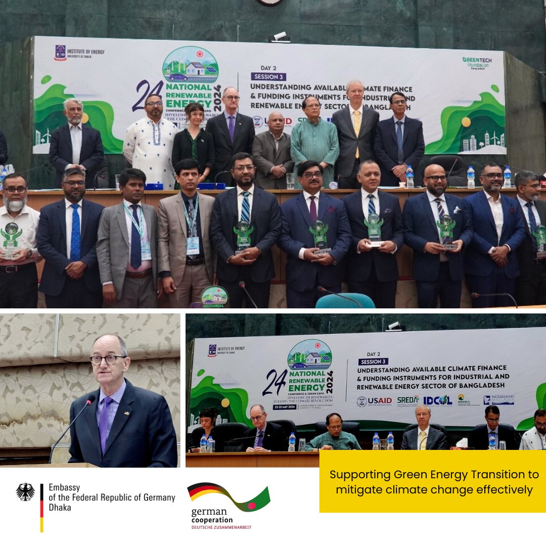 GermanEmbassyBD's tweet photo. #DevelopmentDienstag
The 21st century must become the century of renewable energies, if we want to mitigate climate change effectively,” @GerAmbBD stated at the 24th National Renewable Energy Conference and emphasized Germany´s multi- and bilateral support for this endeavour. https://t.co/YAXnlhCwoL