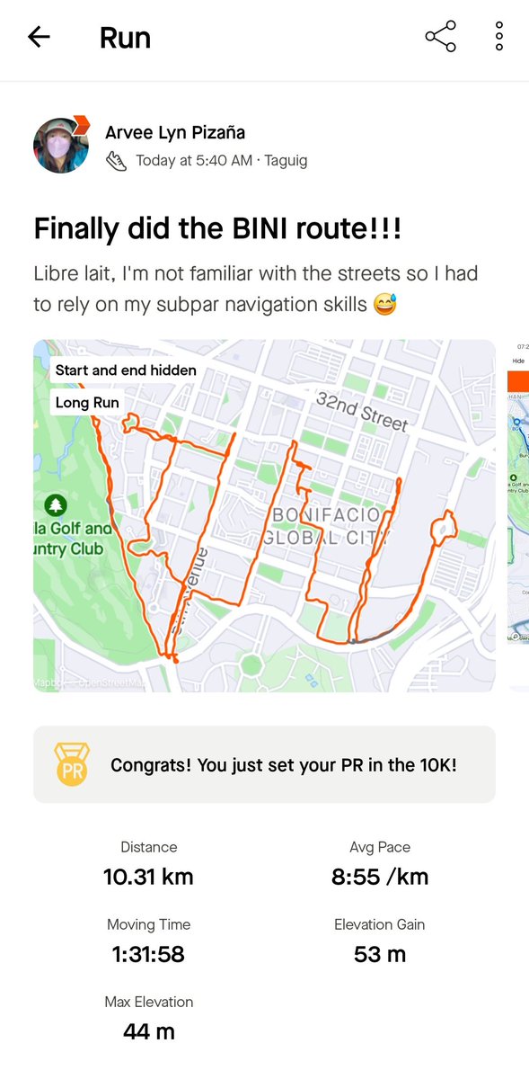 arveepizana11A's tweet photo. Finally did the #BINI route made by Aiah! Libre lait sa stats ๐
Not super familiar with the streets so I had to rely on my subpar navigation skills kaya medyo mabagal ang pace ๐ฅน
Takbo muna before ASG to support Mikha and BINI โพ๏ธ๐ธ
#DTTBinis #BINIph #BINIroute #BloomsRunClub https://t.co/KygtC1wt2k