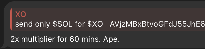 SahilCatSolana's tweet photo. @TheMisterFrog 2x multiplier for 60 mins. Ape. https://t.co/LiZ0kqUX5k