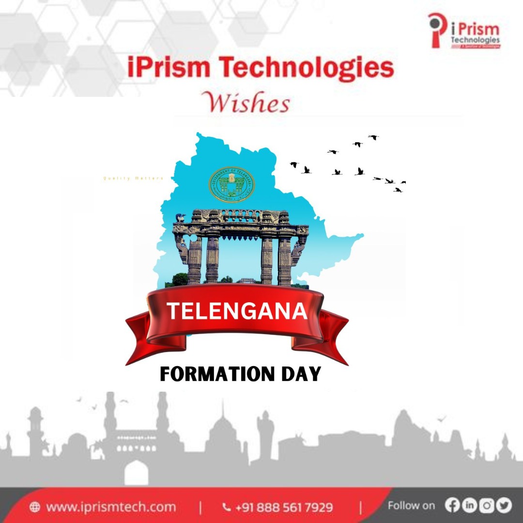 iprismtech's tweet image. Happy Telangana Formation Day! 🎉

iPrism Technologies extends heartfelt greetings to all the people of Telangana. Today, we celebrate our beloved state&apos;s rich culture, vibrant traditions, and incredible progress. 

#iPrismTech #appdevelopment #hyderabad