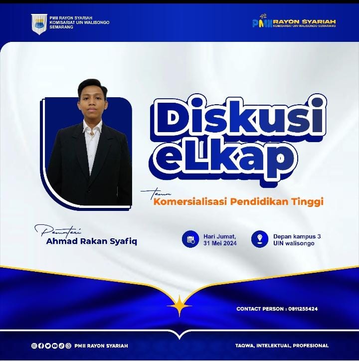 RayonSyariah's tweet photo. *[Diskusi eLkap]*
Assalamualaikum Wr. Wb

*Hidup Mahasiswa!!!*
*Salam Pergerakan* 💙💛✊

 _Present by_ Lembaga Kajian dan Hukum PMII Rayon Syariah 42, Diskusi eLkap dengan Tema *Komersialisasi Pendidikan Tinggi* yang akan dilaksanakan pada : https://t.co/xrzXNy1ZQ9