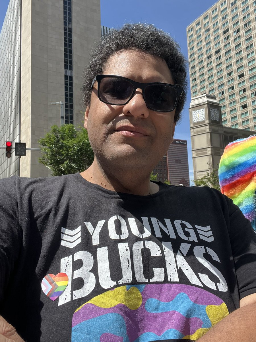 vjstylez412's tweet photo. I marched with my niece in #pridepgh. I will support her in whatever she does. 

PS: I wonder if I’m the first person in history to wear a Young Bucks shirt in a Pride Parade?🤔 #pittsburghpride https://t.co/1ivoA5HIwc