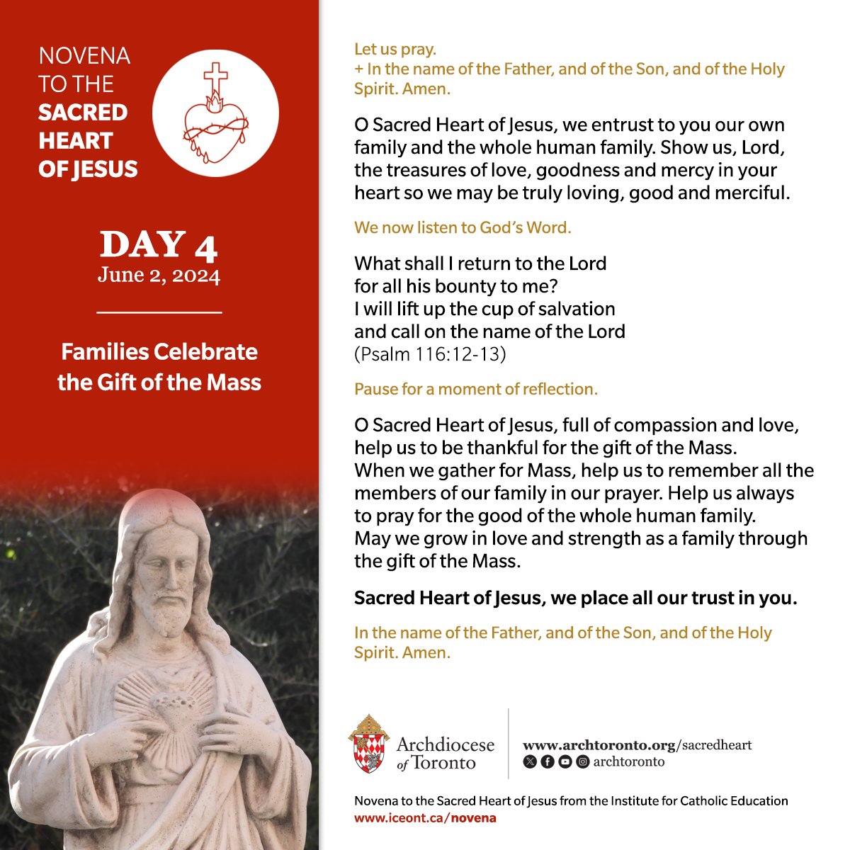 Day 4 of the Novena to the Sacred Heart of Jesus:
Sacred Heart of Jesus, we place all our trust in you.

iceont.ca/novena/day-fou… #SacredHeart <a href="/ICEontario/">ICE</a>