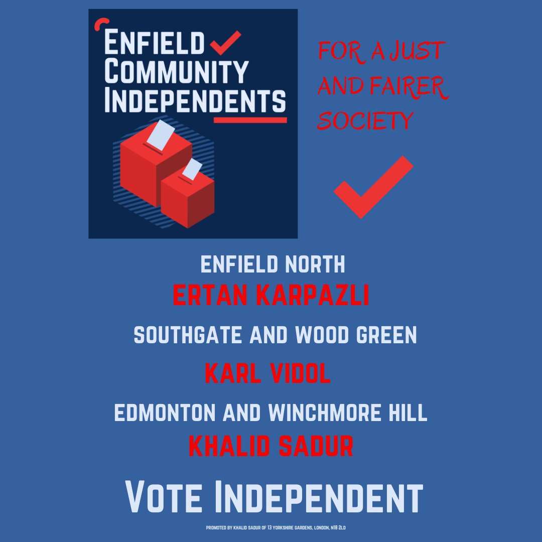 EnfieldAction's tweet photo. We are changing the political landscape in Enfield.

All of our candidates are local residents from the community standing for what they believe in.

Check out Our Principles here and remember that on 4th July:

Do not vote for Labour or the Tories

#VoteIndependent https://t.co/NEyw1w3gaU