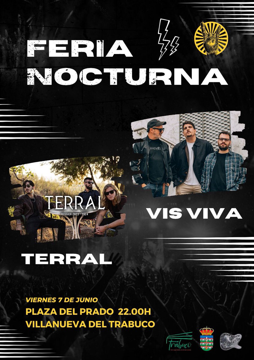 IndioFestival's tweet photo. 🛵Arrrrrrrancamos las actividades veraniegas con el tradicional concierto de la feria de junio en colaboración con Ayuntamiento de Villanueva del Trabuco

🗓️ Viernes 7 de junio
⏰ 22:00 horas (o por ahí)
📍Donde siempre (Plaza Del Prado)

Con las bandas:

Terral y Vis Viva https://t.co/l7Q9S3BX6J
