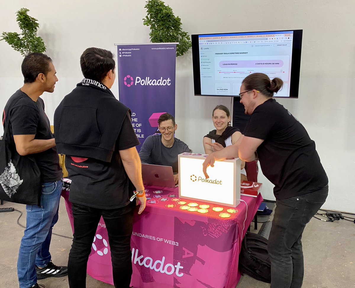 Just_Luuuu's tweet photo. What a day. @lastic_xyz team stole our Polkadot booth at @EthPrague. 

Selling blockspace in real time.😊 https://t.co/ebQu4Wizci