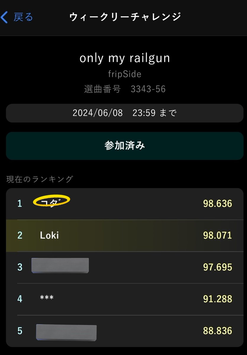 Loki_lvlv's tweet photo. 今週のウィークリーチャレンジ
only my railgun /fripSide
3週間ぶりにわかる曲きたっ🙌
アプリ入れてからあまり歌ってないけど
オク下時代は85%しかとれてなかった、、笑
♭7高すぎて84%スタートも
なんとか+5%で89%に…!
自己ベスト+3点😆
音程とりにいって表現は減った😇
#Octaria #Lokiカラ https://t.co/YbQ1GdouSA