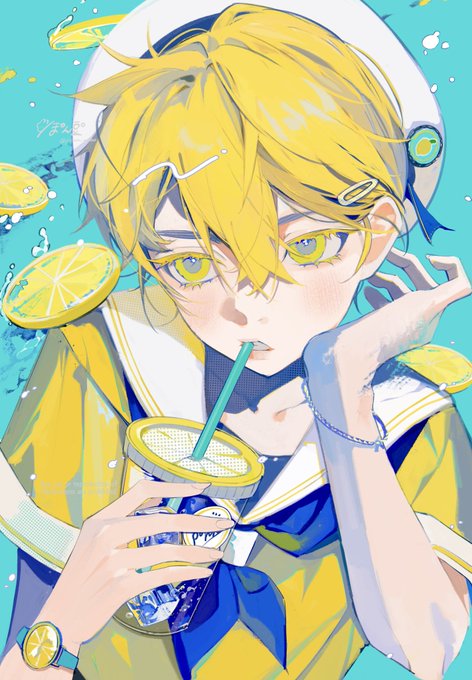 「holding cup yellow eyes」 illustration images(Latest)