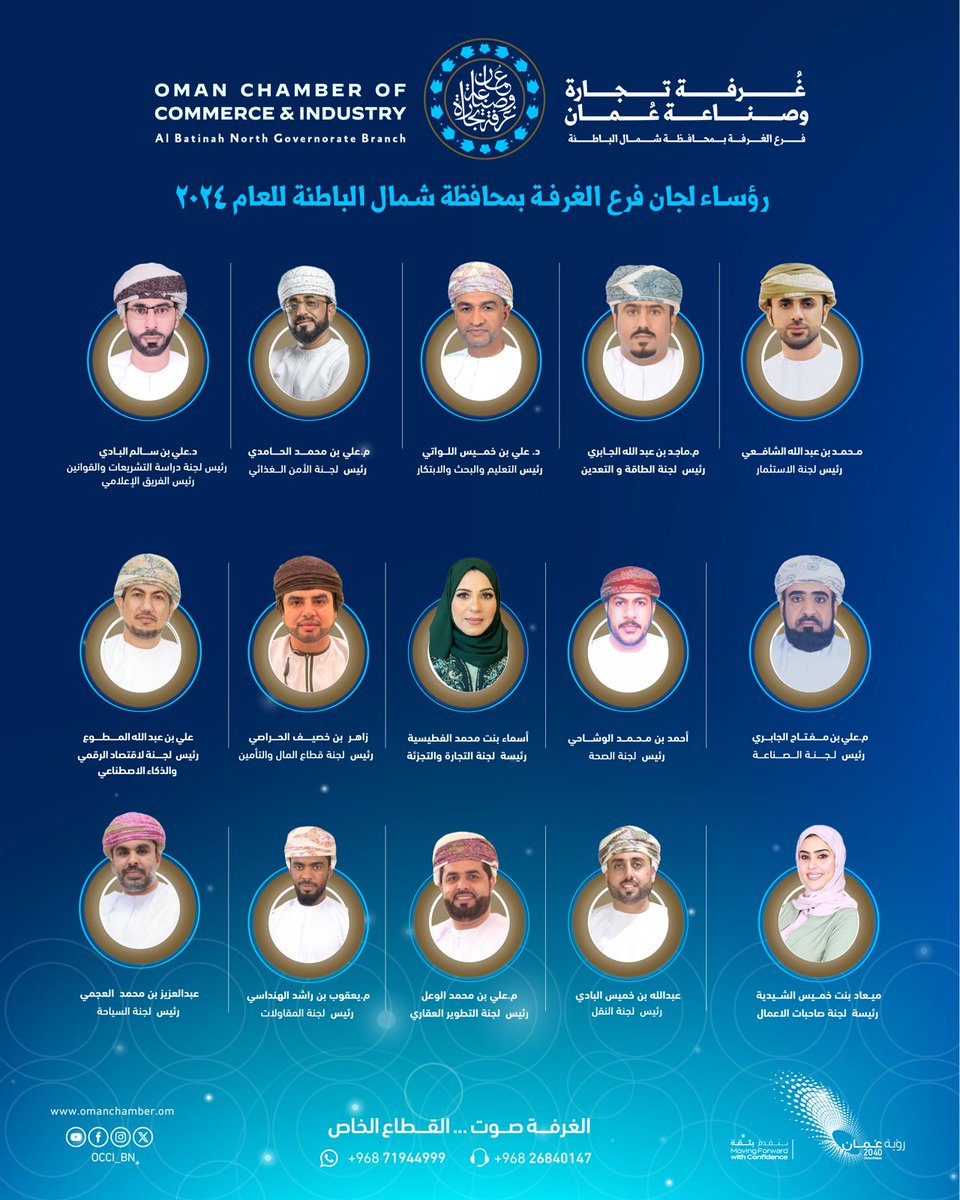 تشكيل اللجان القطاعيّة لفرع غرفة تجارة وصناعة عُمان بمحافظة شمال الباطنة لعام ٢٠٢٤.