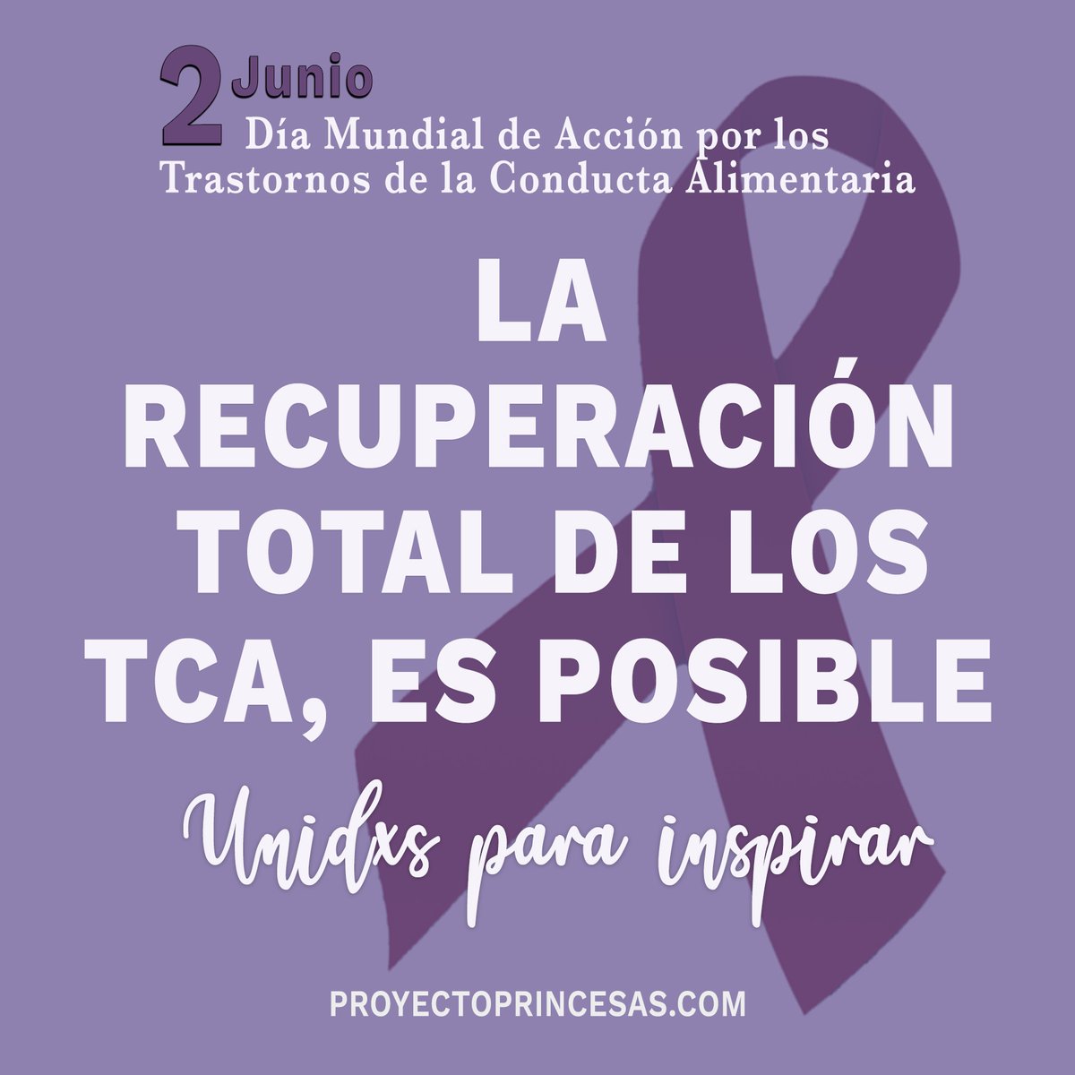ProyectPrincess's tweet photo. Pintemos el día de morado para enviar esperanza a todas las personas q están atravesando un Trastorno de la Conducta Alimentaria 💜
Recuerda, no sabemos quién puede estar sufriendo anorexia, bulimia, Trastorno por atracón, vigorexia o cualquier tipo d TCA
https://t.co/NP8gyI35GU https://t.co/PcDdm56ATk