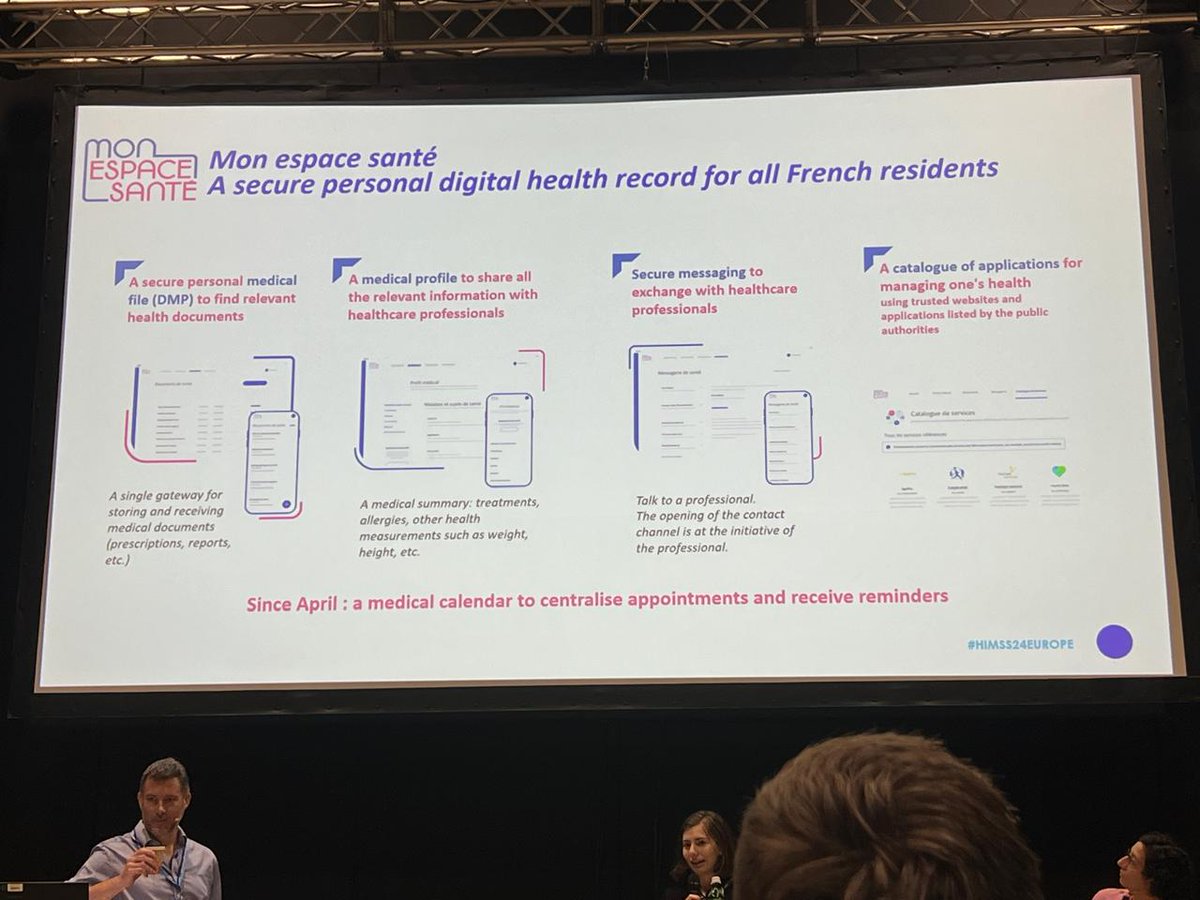 dHTA_UDD's tweet photo. @Claramorliere directora proyecto Hospital Digital del Ministerio del Trabajo, Salud y Solidariedad de Francia ilustrando Mapa de Ruta de Salud Digital 2023-2027 y la app #MonEspaceSante con 12 millones de cuentas activadas hasta ahora (17% del total usuarios). @HospitalDigital https://t.co/I5CAMPLRnN