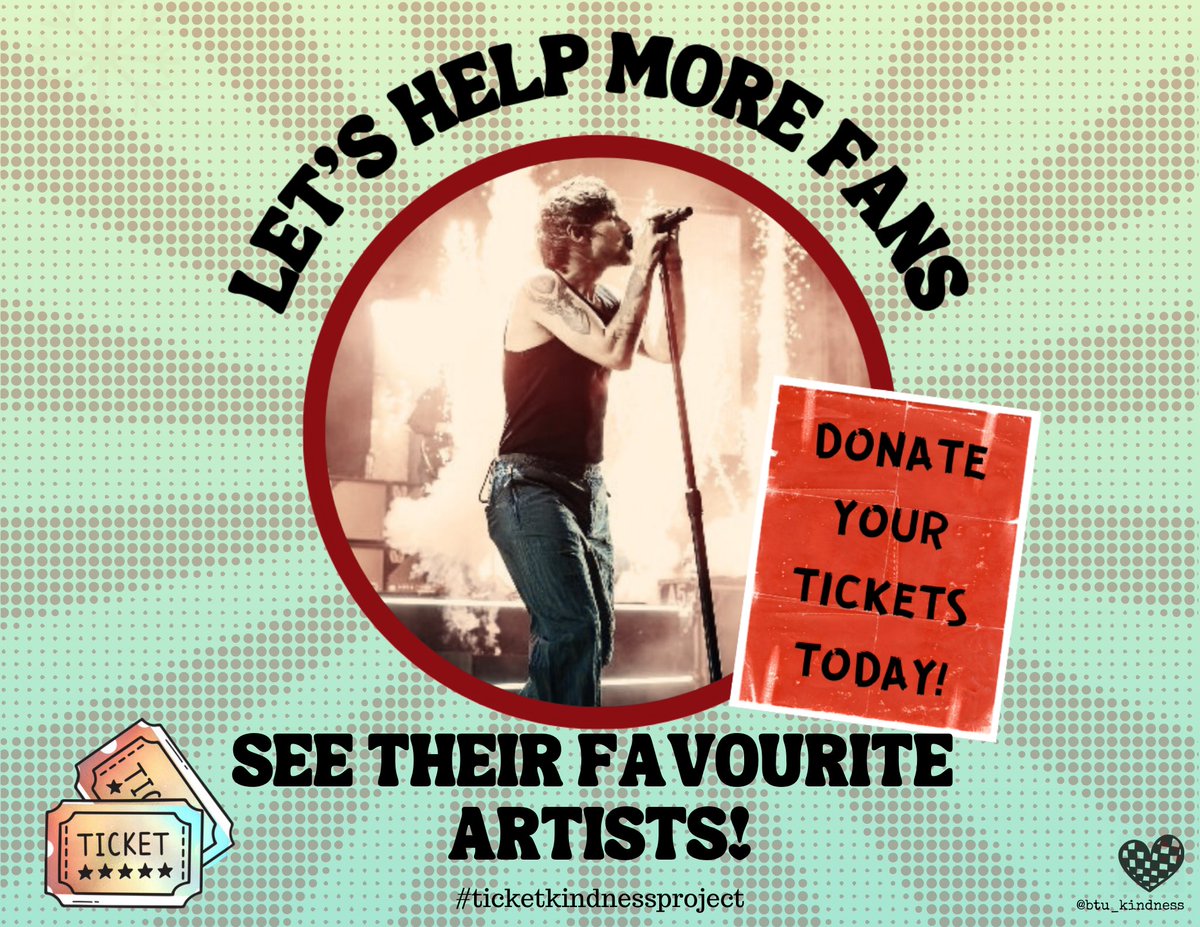 btu_kindness's tweet photo. Donate a ticket today and help give another fan the opportunity to experience a live concert! We love helping fans get free tickets through the #TicketKindnessProject 🎫

If you'd like to donate a concert ticket to another fan, click the link below. We will happily help you find a grateful fan to gift your ticket to. 😊

We help match tickets for any of the 1D solo artists or any of the festivals where they are scheduled to perform. 🎶

https://t.co/msPOf7pQJT

#ThisFandomIsKind 
#TicketKindnessProject