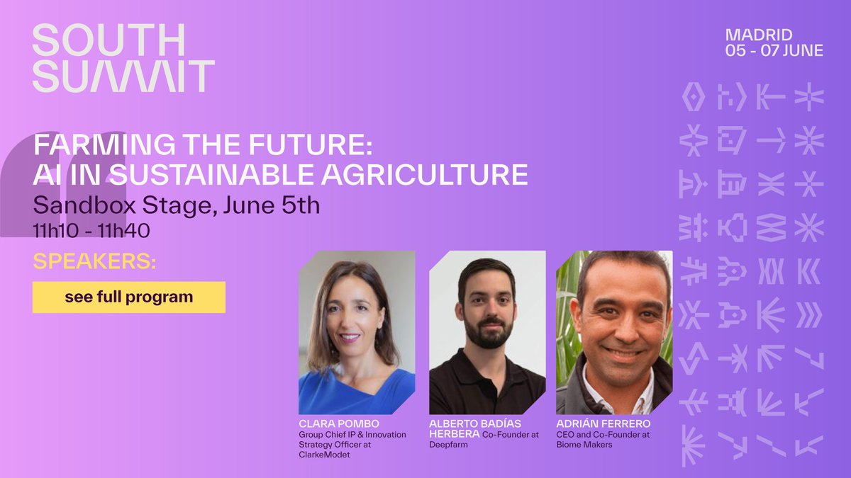 south_summit's tweet image. Catch the panel “Farming the Future: AI in Sustainable Agriculture” on June 5th at the Sandbox Stage. Join Clara Pombo from @clarkemodet, Alberto Badías Herbera from DeepFarm, and Adrian Ferrero from @BiomeMakers. 🌾Get your ticket now!🚜

bit.ly/ticketssouthsu…