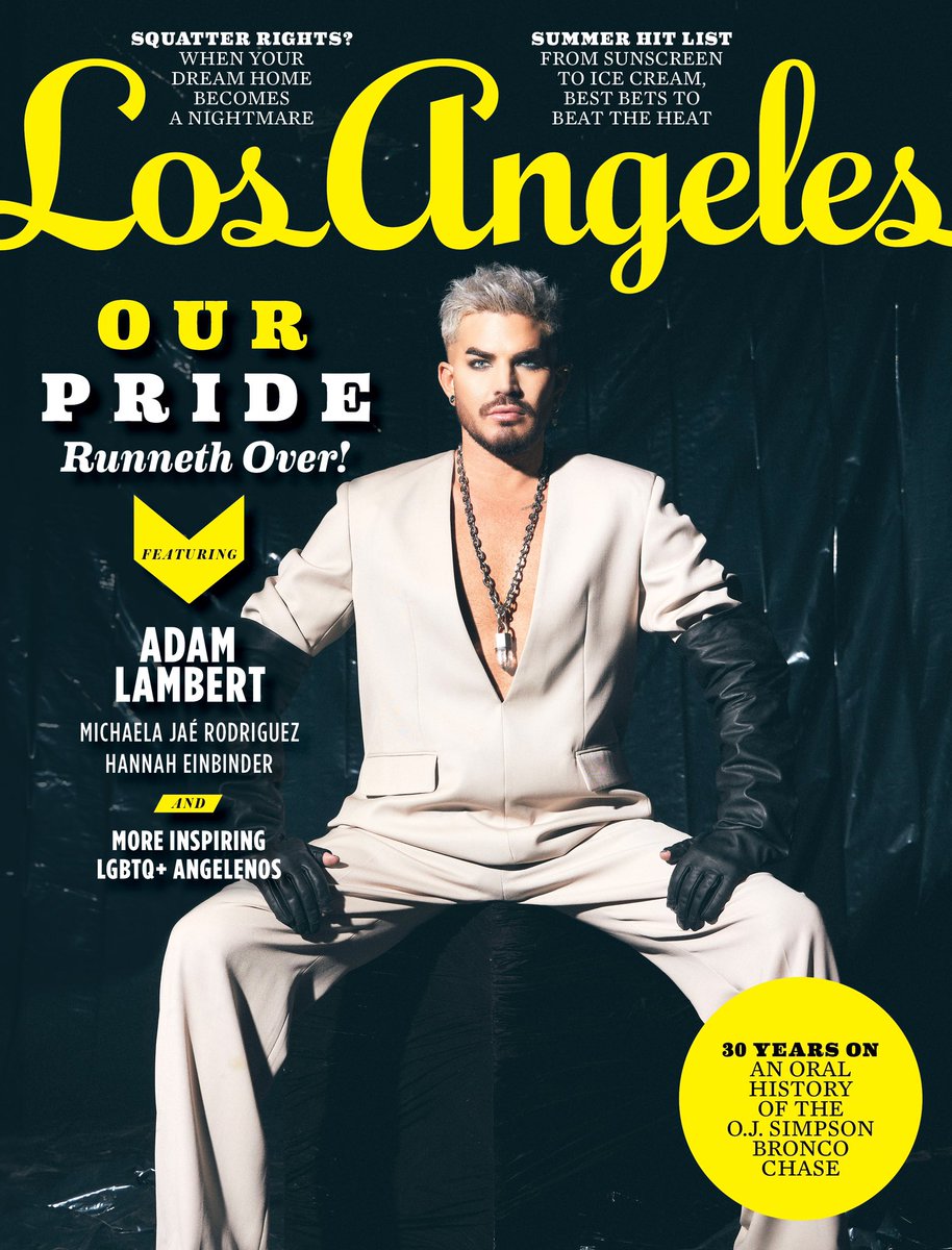 christophergia's tweet photo. OUR PRIDE Runneth Over as we unveil Los Angeles magazine’s Pride edition featuring Adam Lambert (@adamlambert) on one of three unique covers. 

Adam broke the American Idol mold to become a successful solo star and, for the past 13-odd years, front the rock band Queen, playing to sold-out crowds around the world.

Our full Pride edition is now available at Barnes & Noble nationwide, among other retailers.

// Credits // for @LAmag 
📸 Photographed by Jen Rosenstein — @jenrosenstein
📚 EIC Shirley Halperin — @shirleyhalperin
🎨 Creative Direction by Ada Guerin — @guerin_ad
🖊️ Cover Story by: Lina Lecaro — @linalecaro
📱 Social Media/Digital: Andrew Curry — @andrewcurryla
👕 Styled by Hunter Clem — @hunterclem_
👖 Styling Asst. Genesis Webb — @genesiswbb
💇 Hair & Makeup by Adam Lambert — @adamlambert
💡 Lighting Director: Colin Jacob / Sink or Swim — @sinkorswimla
💻 Digi Tech: Derek Rex — @drexdigital
📰 Full Coverage PR — @fullcoveragepr
📍 Location: Electric Pony — @electricponystudios