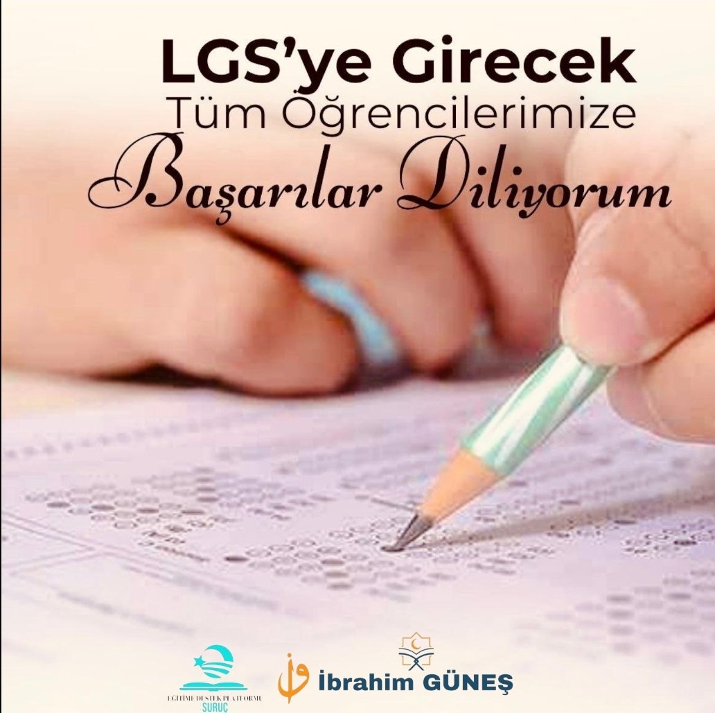 Liselere Giriş Sistemi #LGS kapsamındaki merkezî sınava girecek tüm öğrencilerimize başarılar, sınavda görev yapacak görevlilere kolaylıklar diliyor,emek veren tüm ebeveynlere ve eğitimcilerimize teşekkür ediyorum.

Rabbim; zihin açıklığı, ferahlık ihsan eylesin.#LGS2024