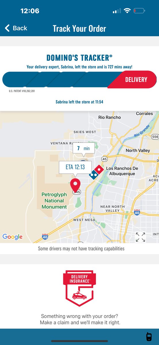 gambezy19's tweet photo. @dominos 727 miles away? https://t.co/EBNSIQgLPx