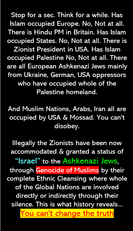creterion's tweet photo. #freedomforpalestina #GenocideSupporters
#FreePalestineFromApartheidIsrael
Stop for a while, THINK FOR A SEC.
Have #Palestine occupied #Israel
What type of occupation is this where the occupiers themselves are displaced from their occupied land
OR THE TRUTH IS THIS👇DIFFERENT🤔 https://t.co/SXFWshMmrj