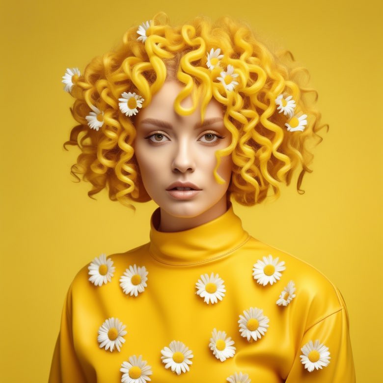 harishuiux's tweet photo. “Woman with a yellow curly hairstyle wearing a yellow shirt” 

#yellow #fashion https://t.co/ey5jjlPCzd