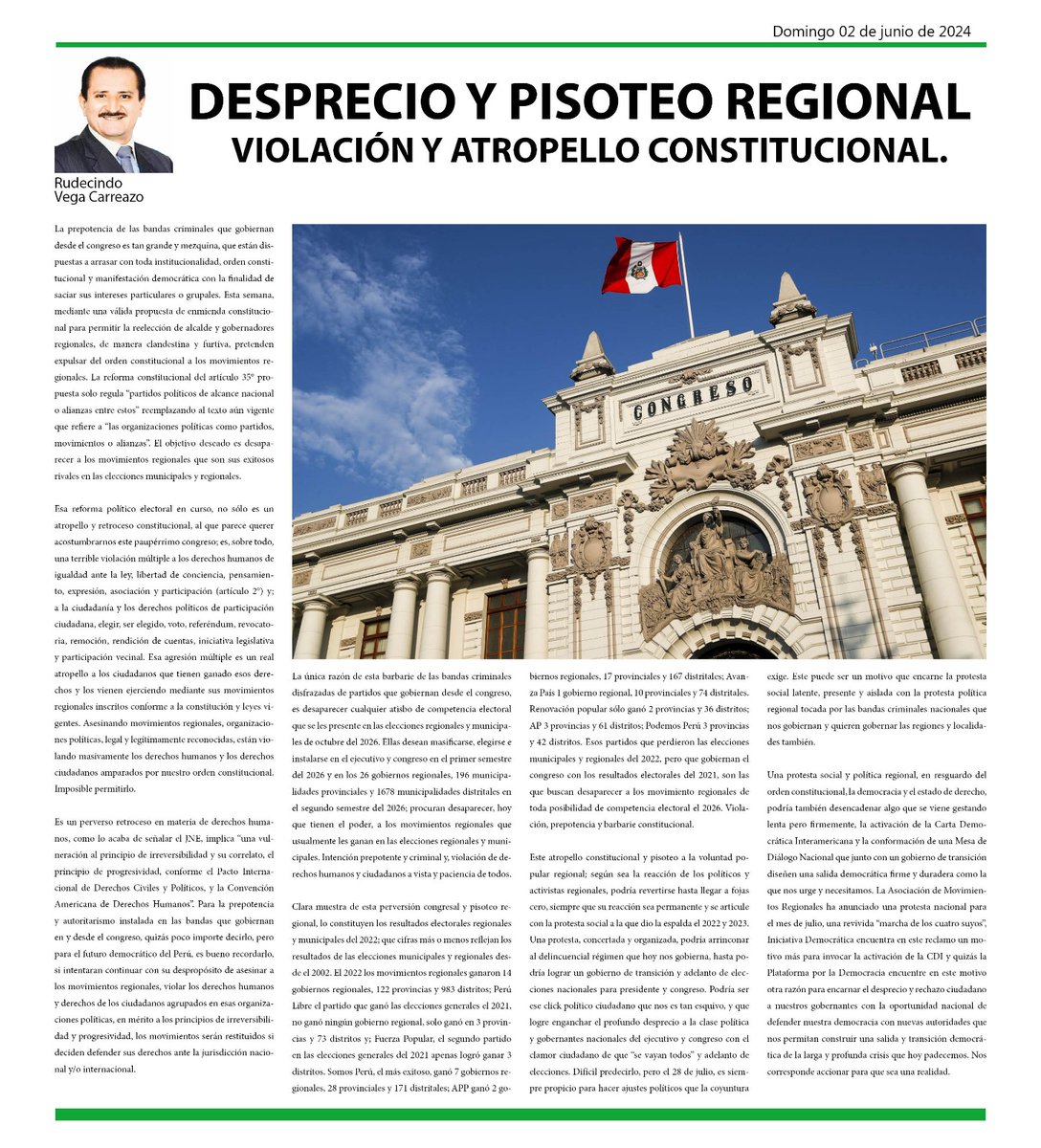 'La única razón de esta barbarie de las bandas criminales disfrazadas de partidos que gobiernan desde el congreso, es desaparecer cualquier atisbo de competencia electoral que se les presente en las elecciones regionales y municipales de octubre del 2026'

Ayudame a comñartir.